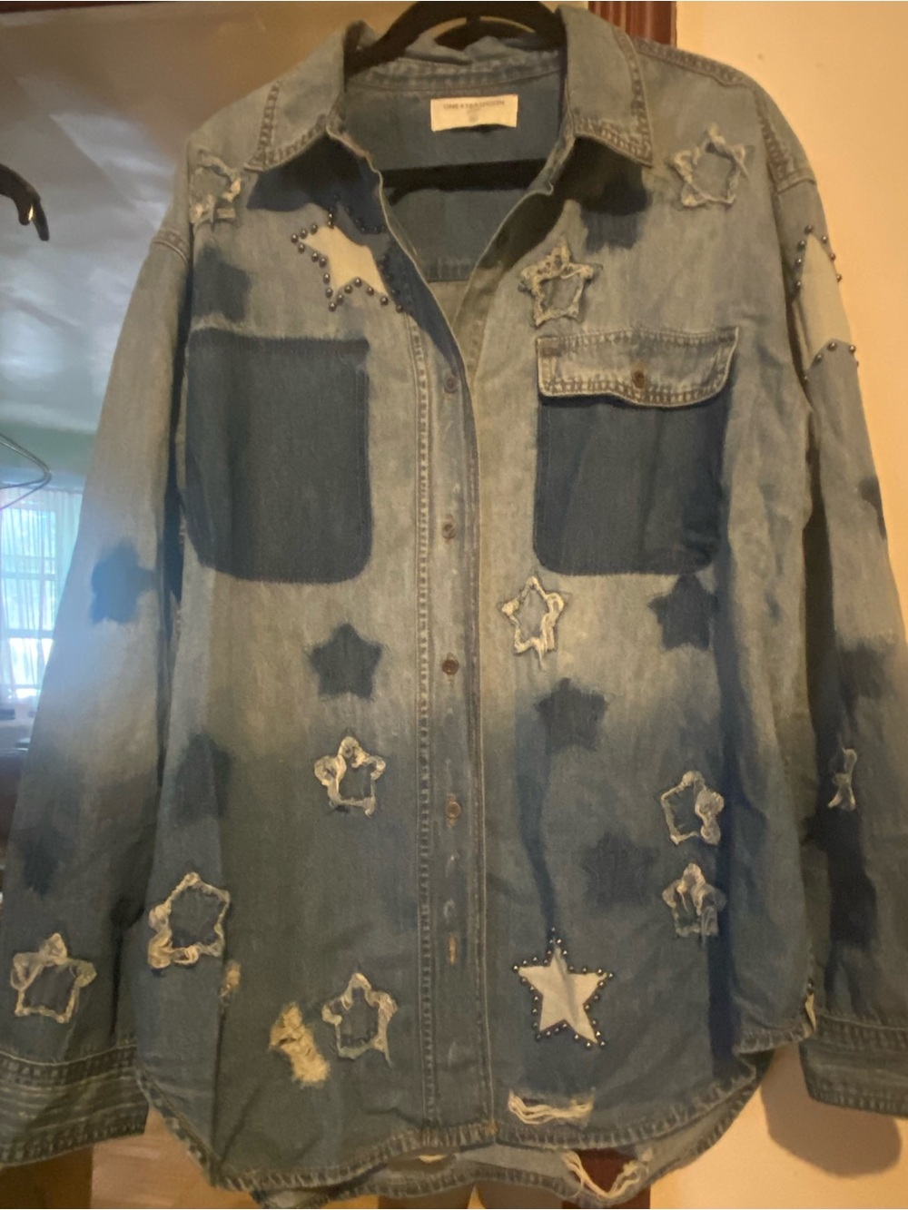 One Teaspoon Light Blue Star Cutout Denim Jacket - Picture 2 of 3